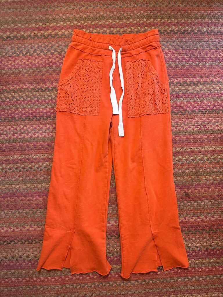 Daily Practice By Anthropologie Robyn Orange Lace Pocket Sweatpants